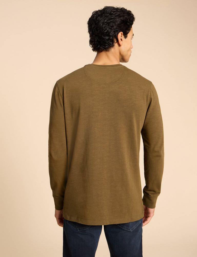 Pure Cotton Henley Long Sleeved T-Shirt 4 of 6