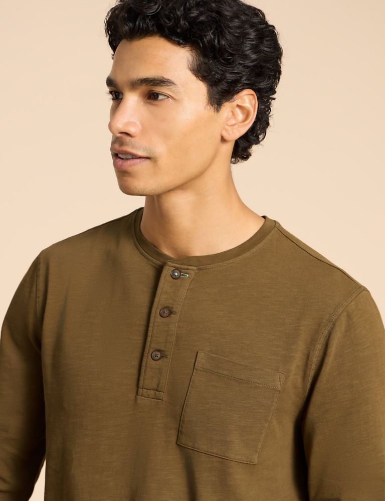 Pure Cotton Henley Long Sleeved T-Shirt 5 of 6