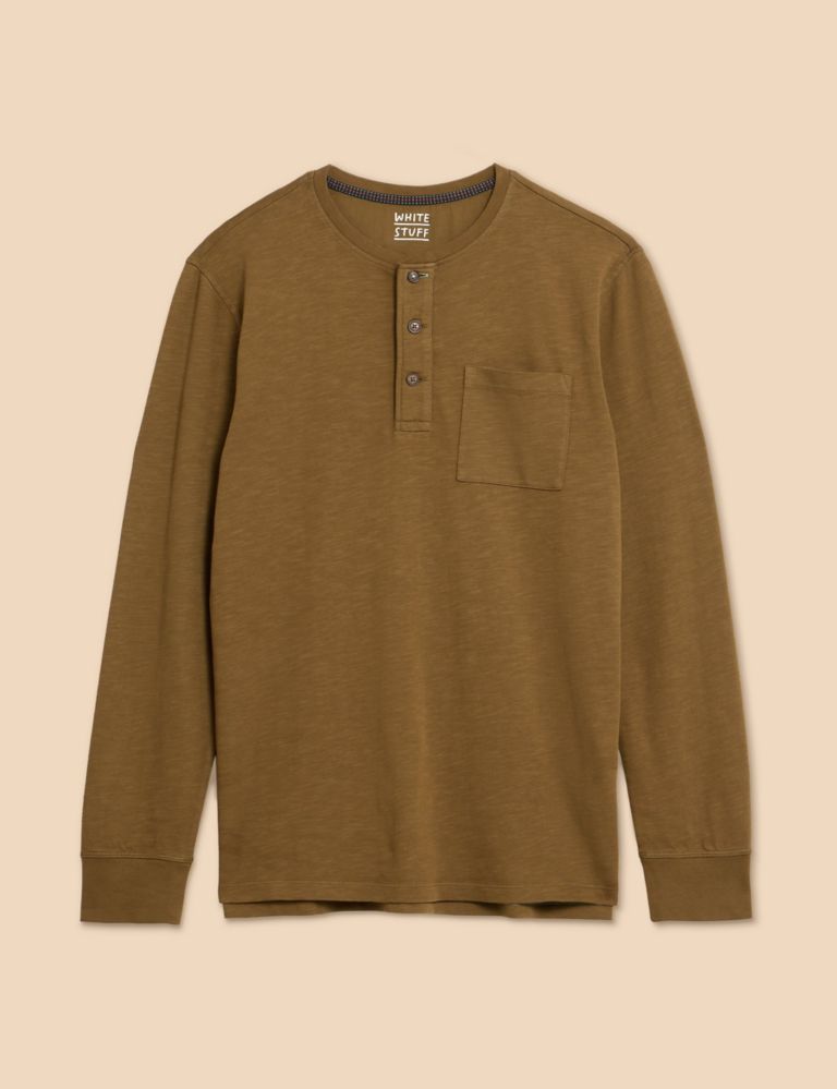 Pure Cotton Henley Long Sleeved T-Shirt 2 of 6
