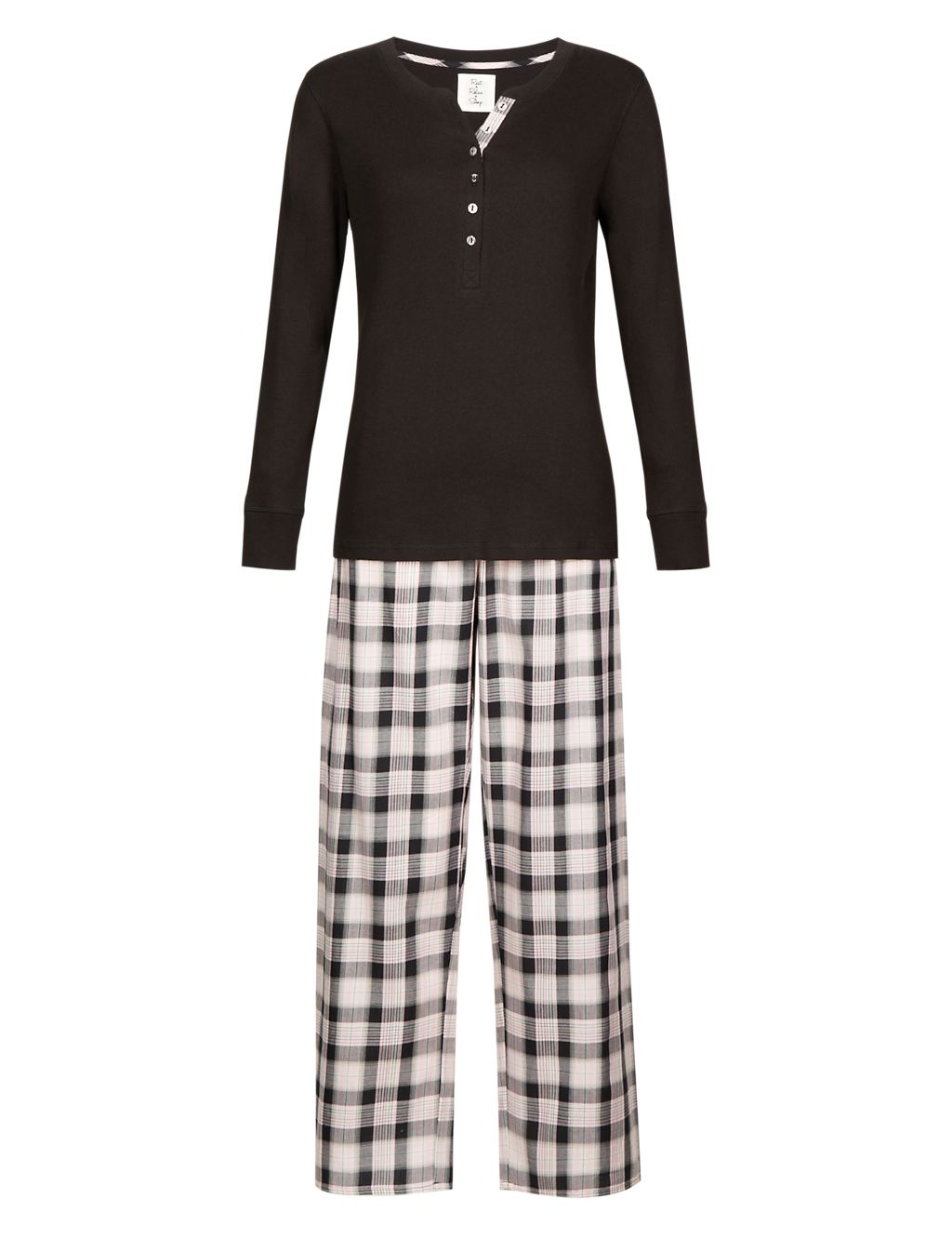 Pure Cotton Henley Neck Checked Pyjamas 1 of 5