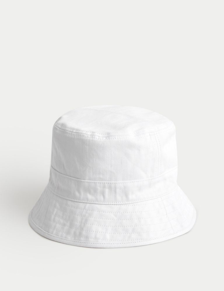 Pure Cotton Herringbone Bucket Hat 1 of 1