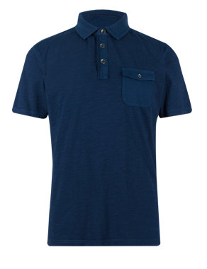 Pure Cotton Herringbone Tailored Fit Textured Polo Shirt Image 2 of 4