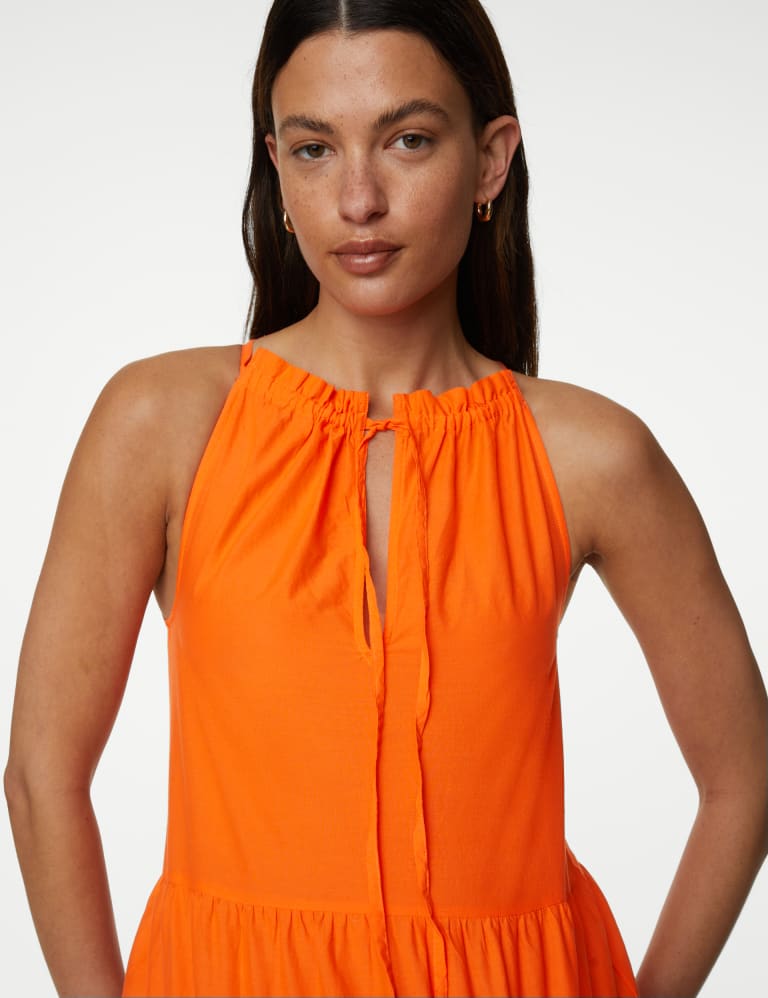 Pure Cotton High Neck Midaxi Beach Dress M S Collection M S