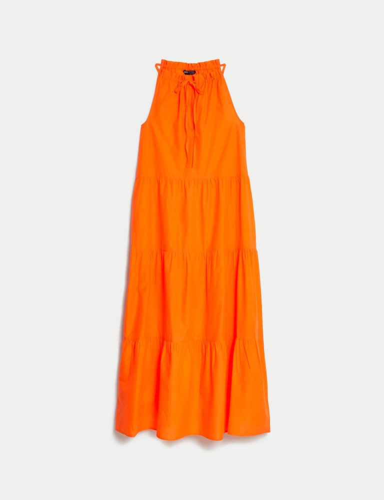 Pure Cotton High Neck Midaxi Beach Dress M S Collection M S