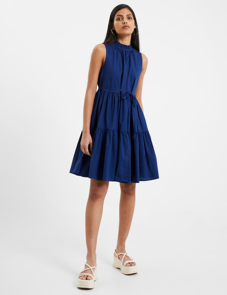 Pure Cotton High Neck Tiered Smock Dress