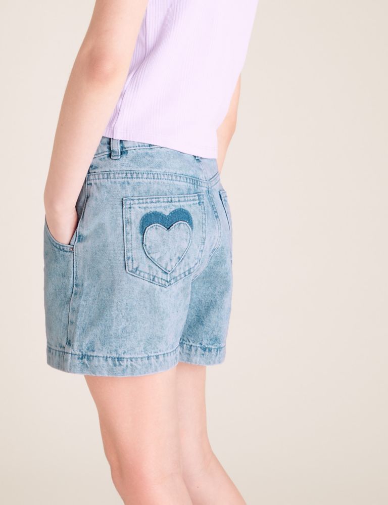 Pure Cotton High Waisted Denim Shorts (6-14 Yrs) 3 of 6