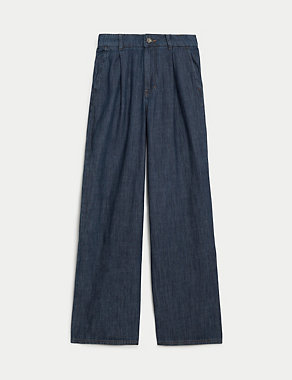 Pure Cotton High Waisted Wide Leg Jeans Image 2 of 5