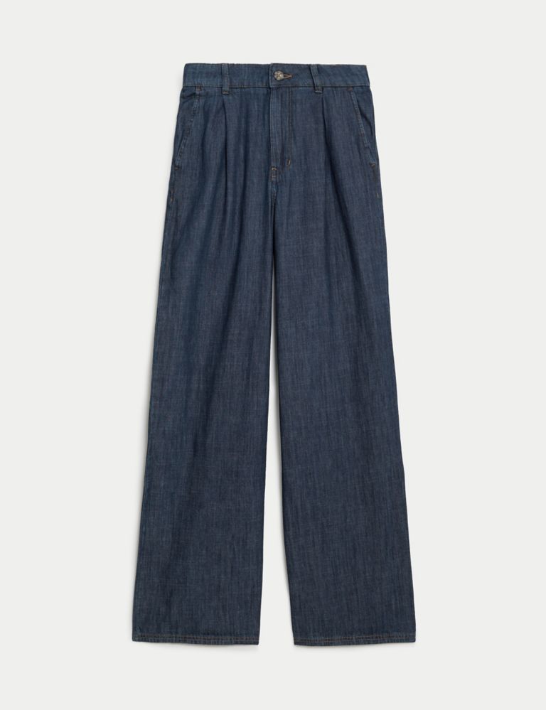 Buy Pure Cotton High Waisted Wide Leg Jeans | Per Una | M&S