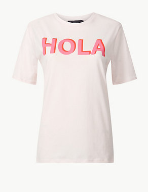 Pure Cotton Hola Straight Fit T-Shirt Image 2 of 4