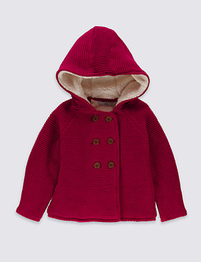 Pure Cotton Hooded Cardigan (1-7 Years) Image 2 of 3