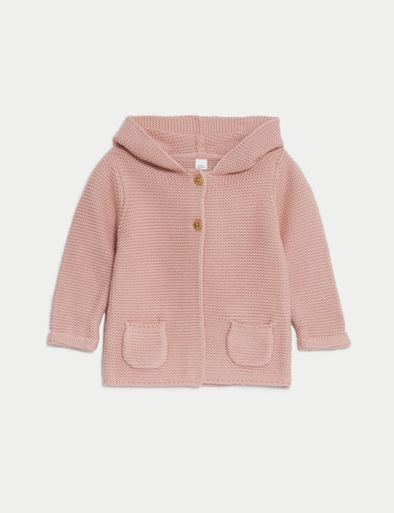 Pure Cotton Hooded Cardigan (7lbs-3 Yrs) 1 of 3