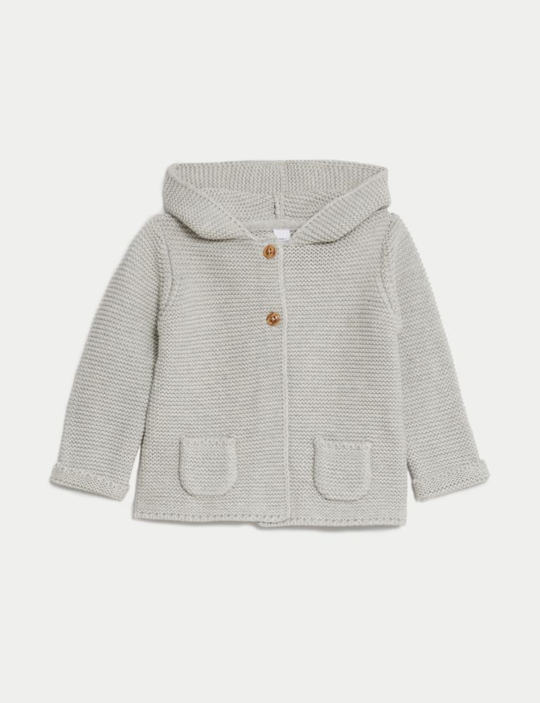 Pure Cotton Hooded Cardigan (7lbs-3 Yrs) 1 of 3