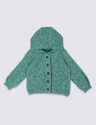 Pure Cotton Hooded Cardigan Image 1 of 2