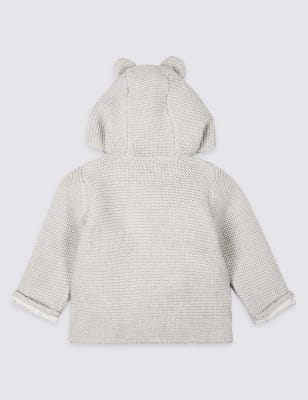 knitted cardigan with hood