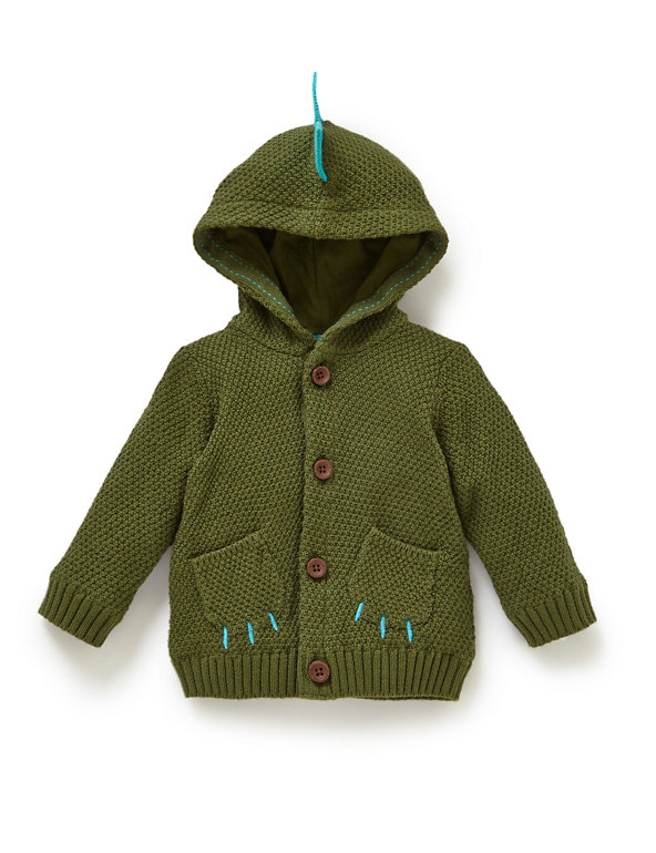 Pure Cotton Hooded Dragon Cardigan Image 1 of 2
