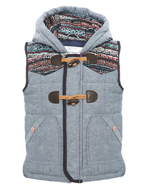 Pure Cotton Hooded Panelled Gilet Image 2 of 6