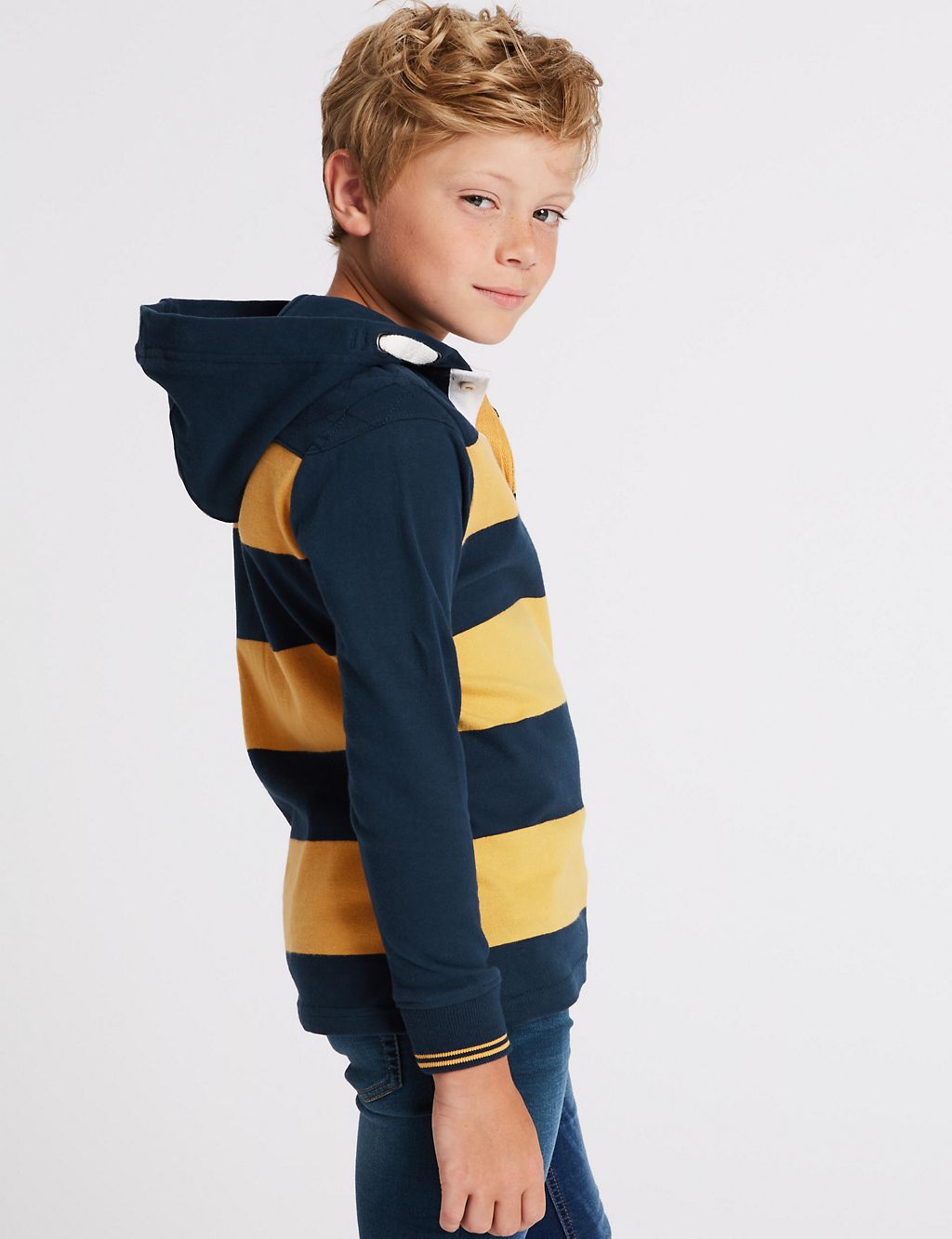 Pure Cotton Hooded Rugby Top (3-16 Years) 2 of 5
