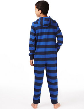 Pure Cotton Hooded Striped All-in-One Image 2 of 5
