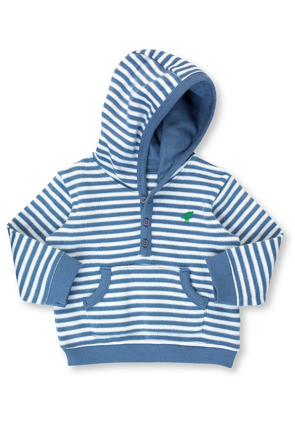 Pure Cotton Hooded Striped Knitted Top Image 1 of 1