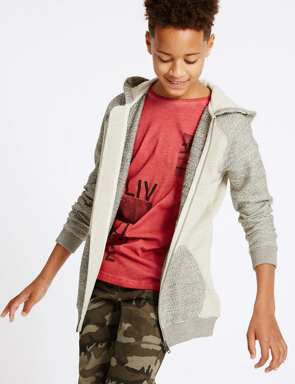 Pure Cotton Hooded Top (3-14 Years) Image 1 of 2
