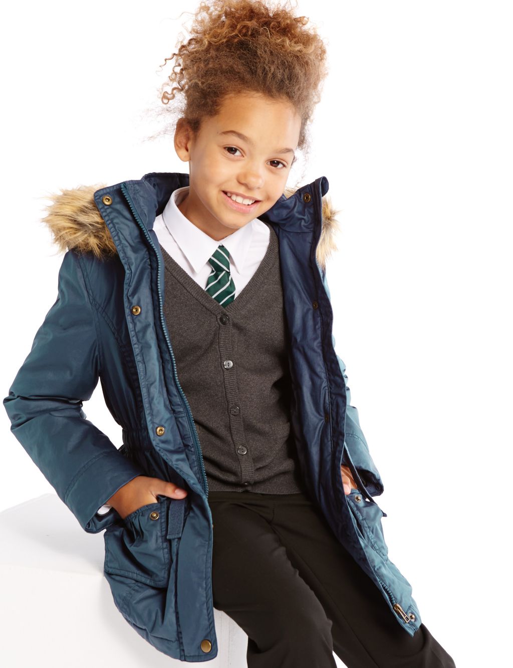 Pure Cotton Hooded Waxy Coat with Stormwear™ (3-14 Years) 3 of 9