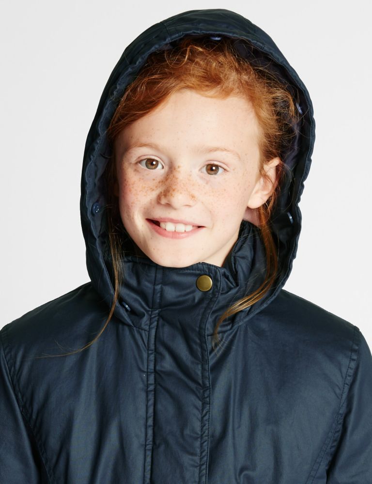 Pure Cotton Hooded Waxy Coat with Stormwear™ (3-14 Years) 4 of 9
