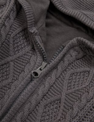 hooded zip cardigan