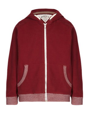 Pure Cotton Hooded Zip Through Sweat Top (5-14 Years) Image 2 of 5