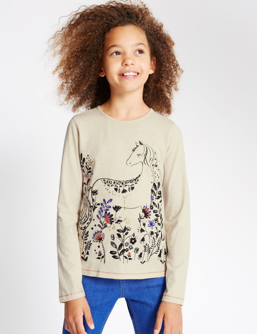Pure Cotton Horse Print T-Shirt (5-14 Years) 3 of 5