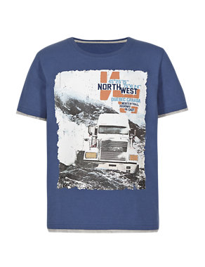 Pure Cotton Ice Truck Appliqué T-Shirt (5-14 Years) Image 2 of 5