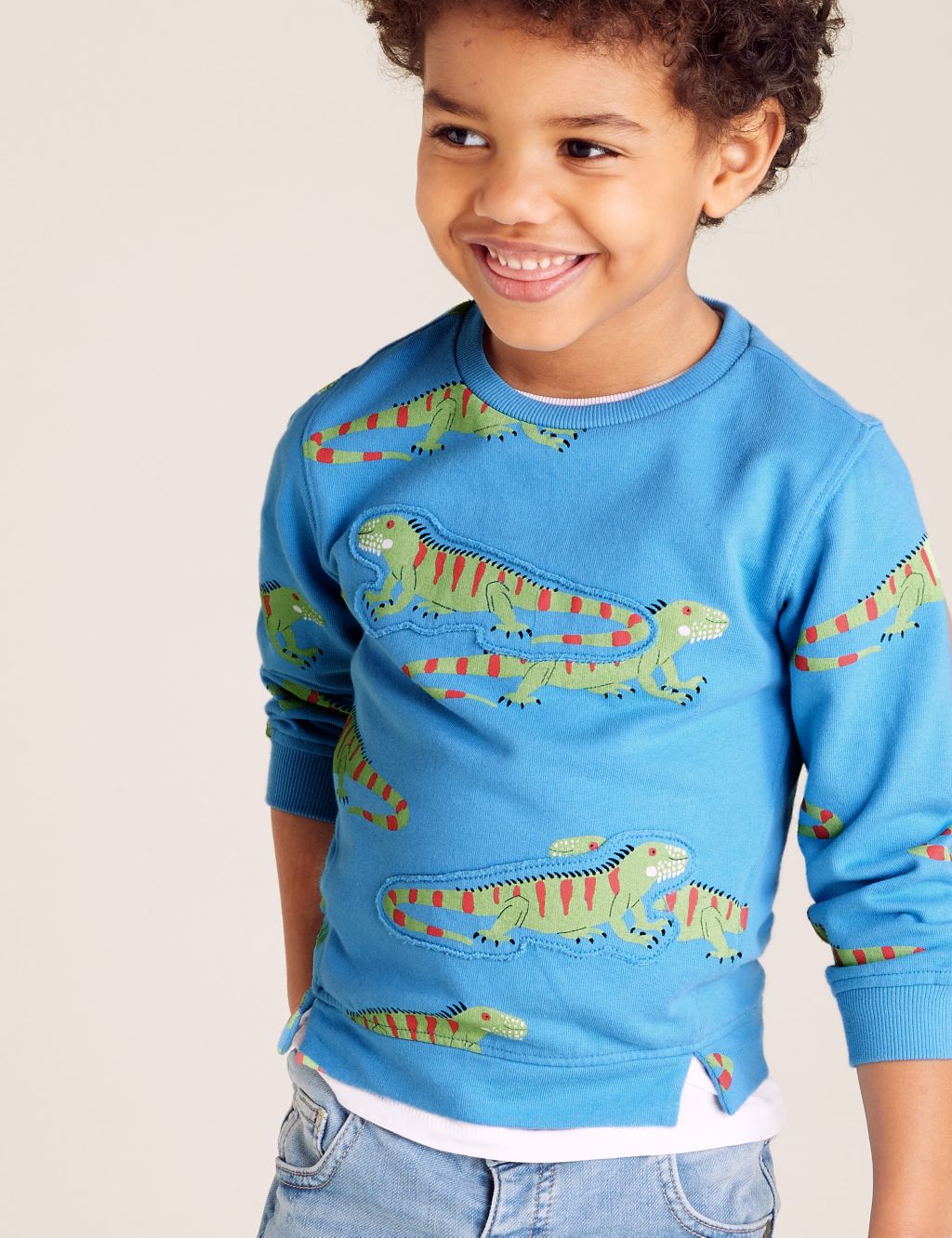 Pure Cotton Iguana Print Sweatshirt (2-7 Yrs) | M&S