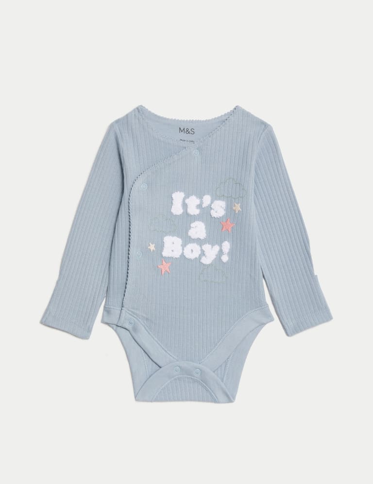 Pure Cotton It's A Boy Slogan Bodysuit (0-3 Mths) 2 of 5