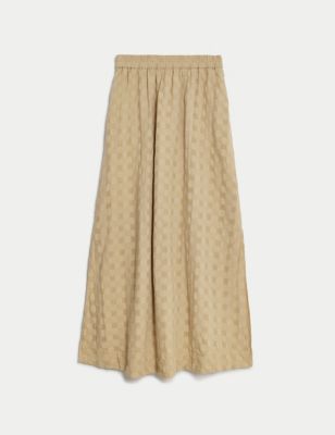 Pure Cotton Jacquard Check Maxi Skirt Image 2 of 5