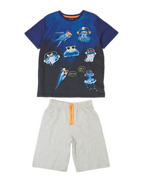 Pure Cotton Jelly Fish Stay Soft Short Pyjamas (6-16 Years) Image 2 of 4