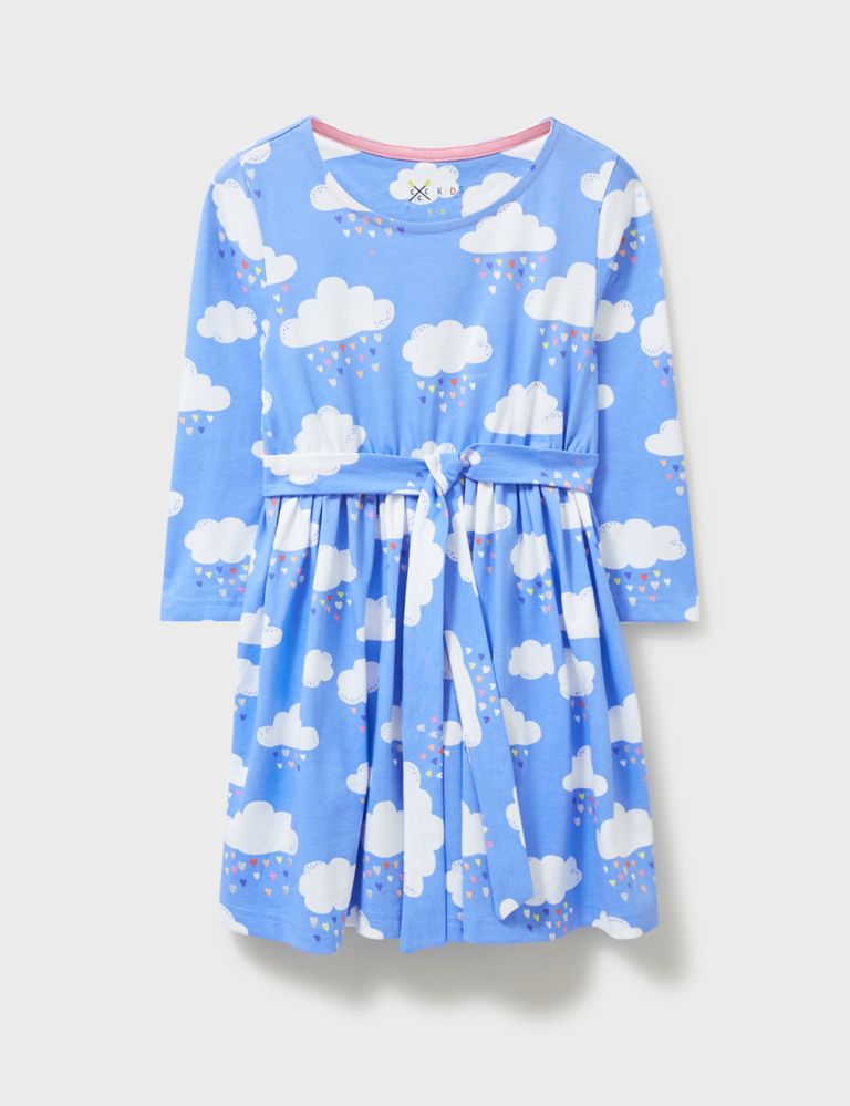 Pure Cotton Jersey Cloud Print Dress (3-12 Yrs) 1 of 3
