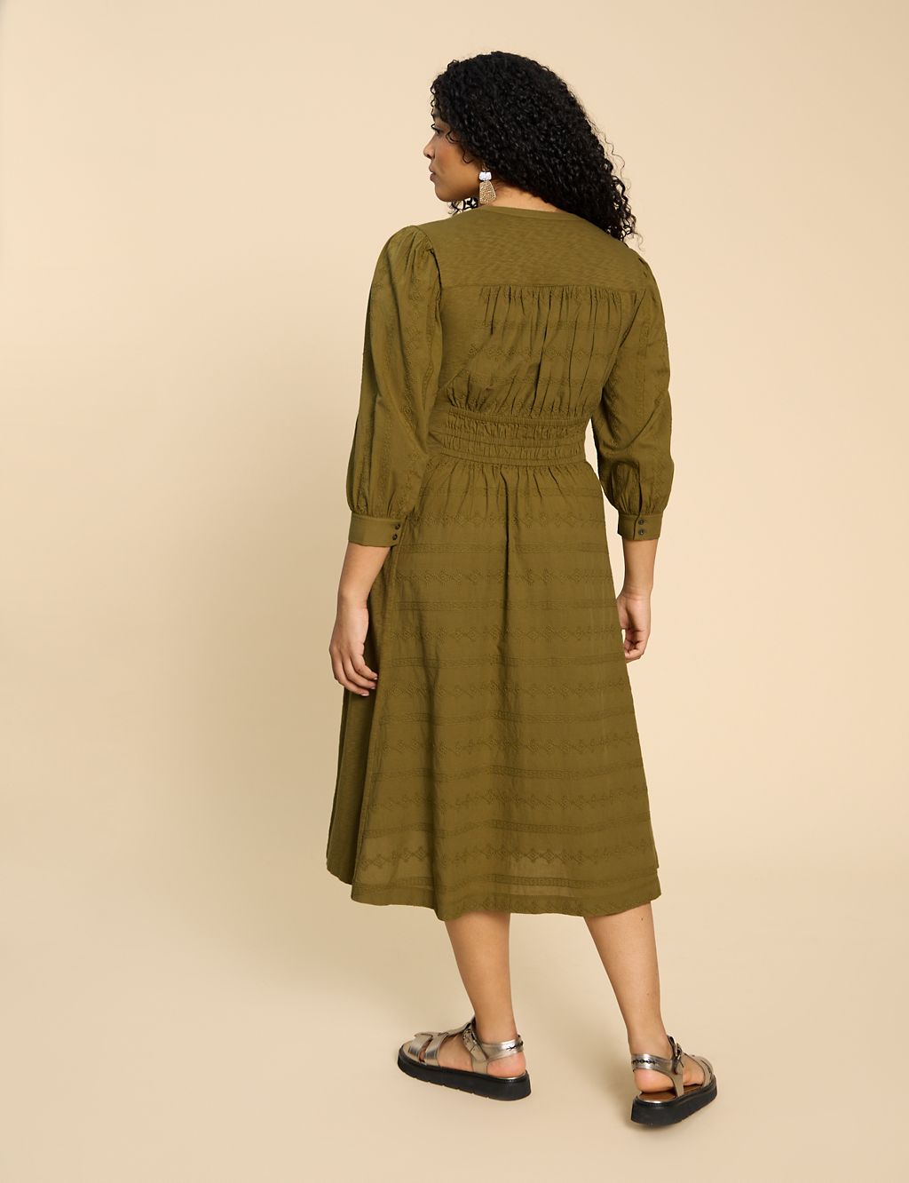 Pure Cotton Jersey Embroidered Waisted Dress 2 of 6
