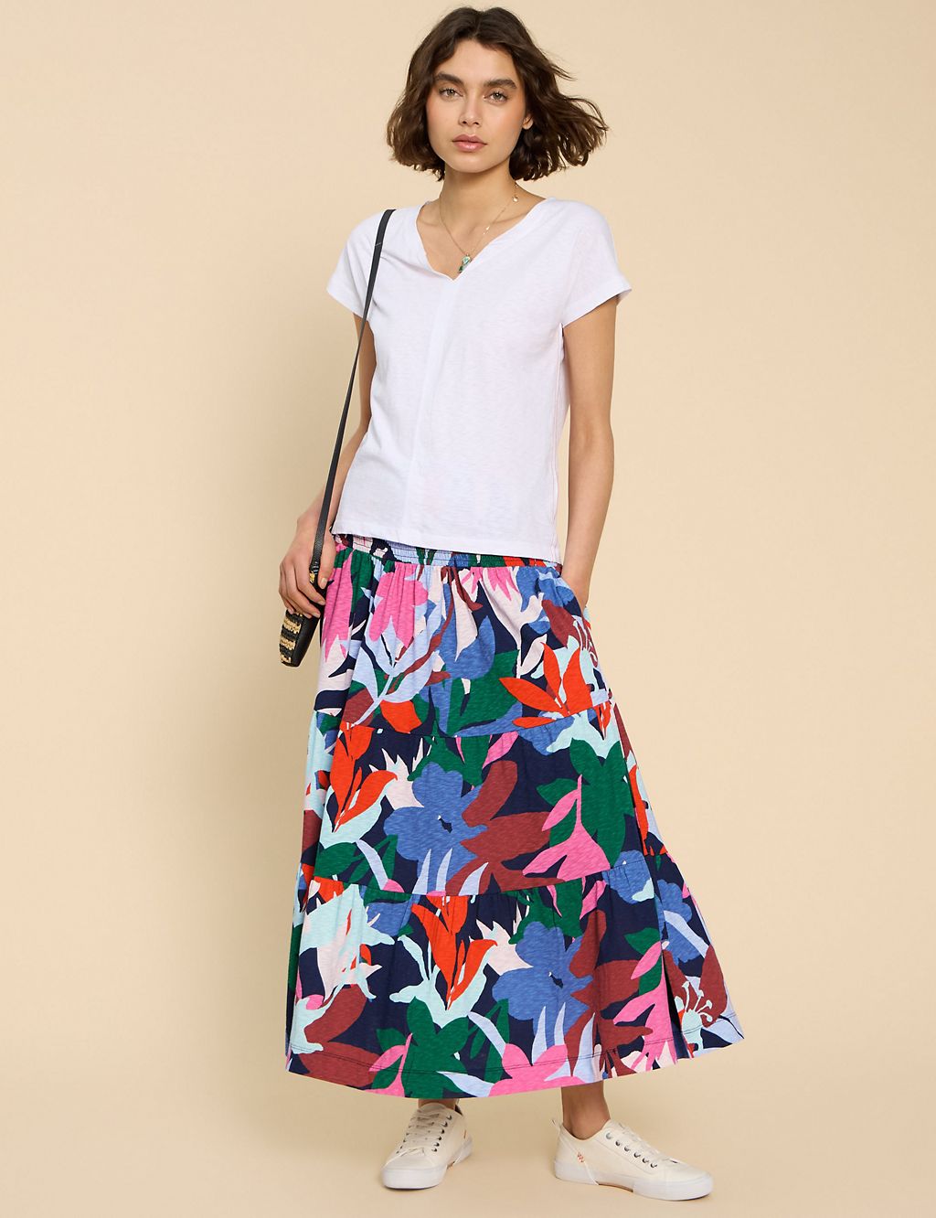 Pure Cotton Jersey Floral Tiered Maxi Skirt 3 of 6