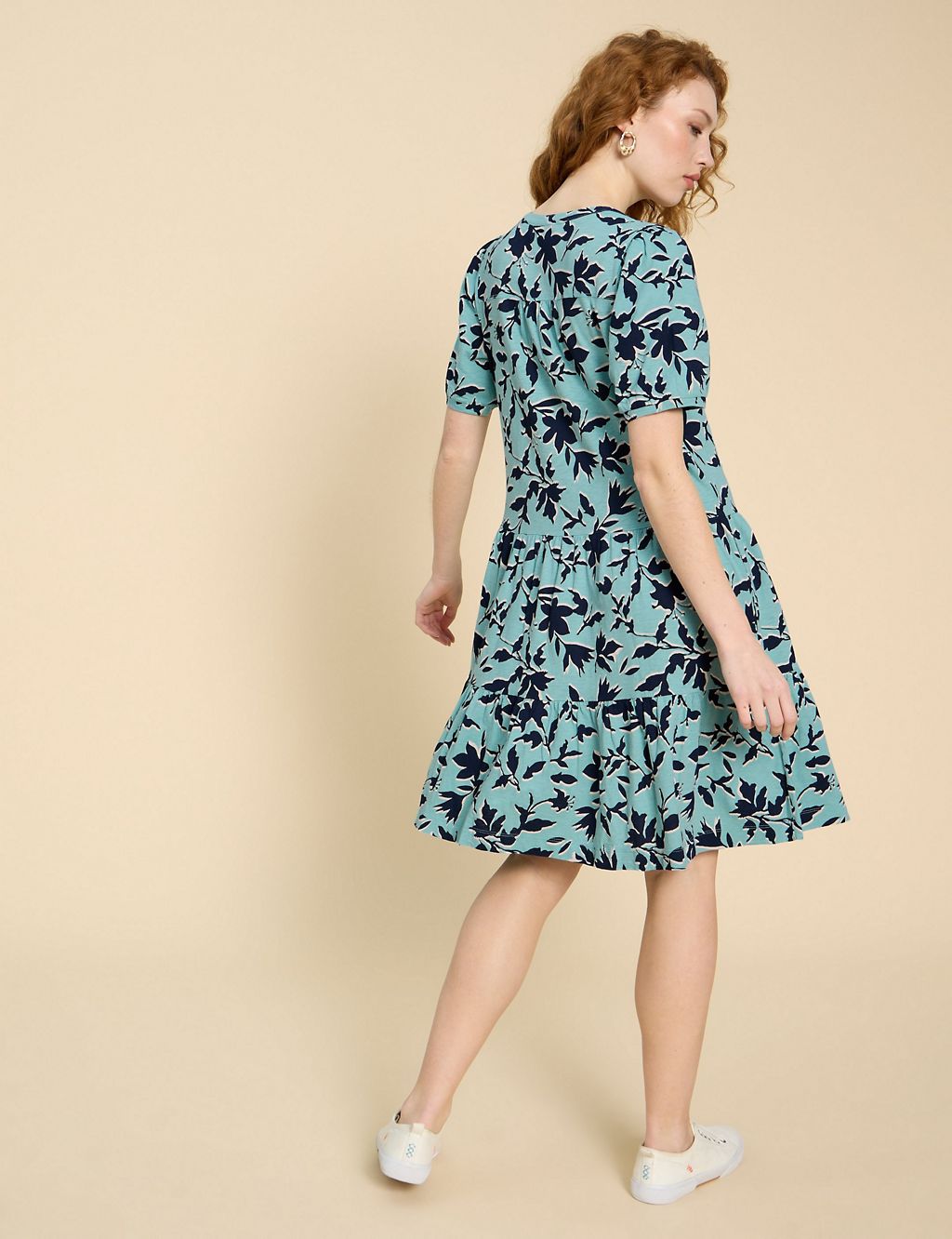 Pure Cotton Jersey Floral V-Neck Tiered Dress 2 of 6