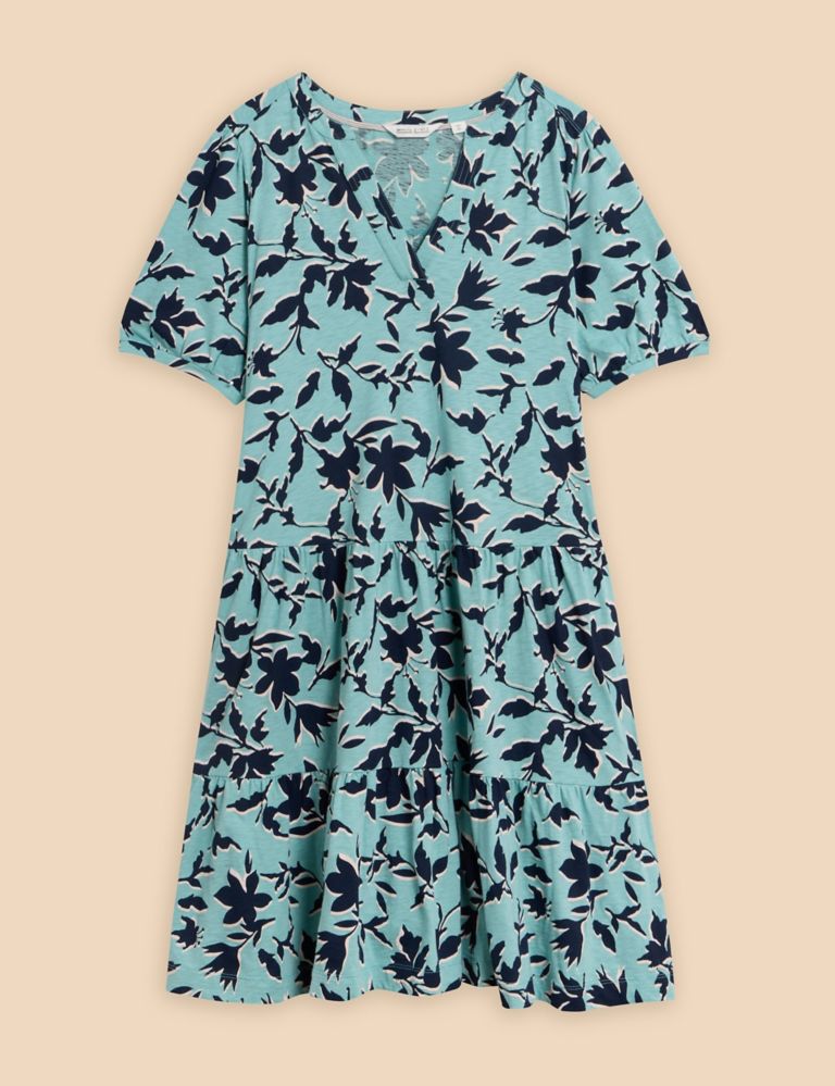 Pure Cotton Jersey Floral V-Neck Tiered Dress 2 of 6