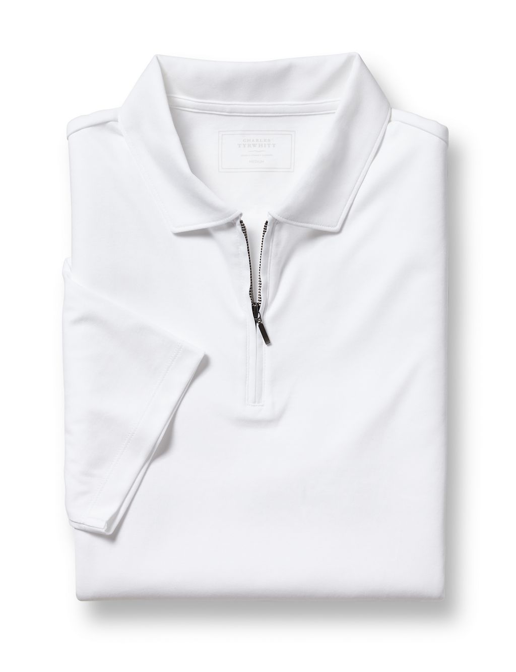 Pure Cotton Jersey Half Zip Polo Shirt 1 of 5