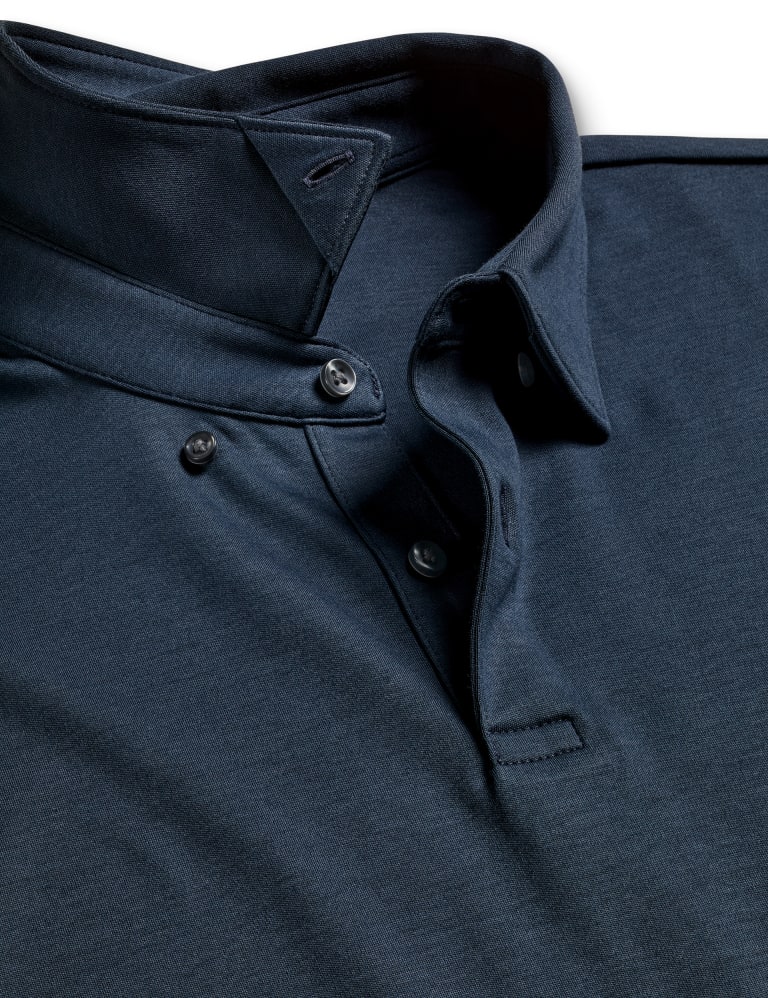 Pure Cotton Jersey Long Sleeve Polo Shirt 4 of 5