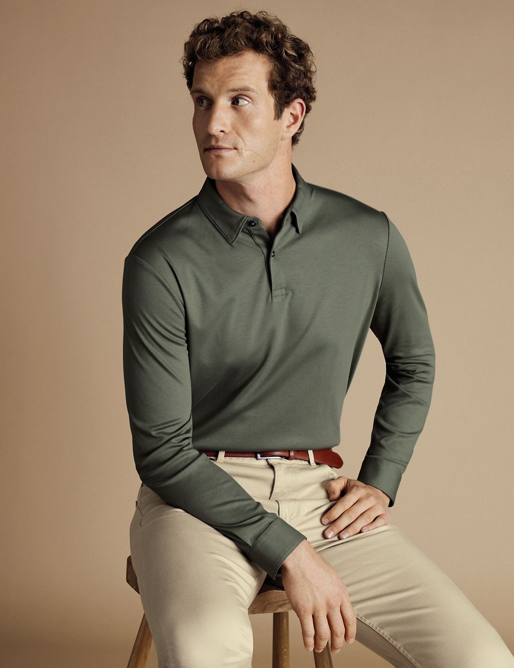 Pure Cotton Jersey Long Sleeve Polo Shirt 4 of 6