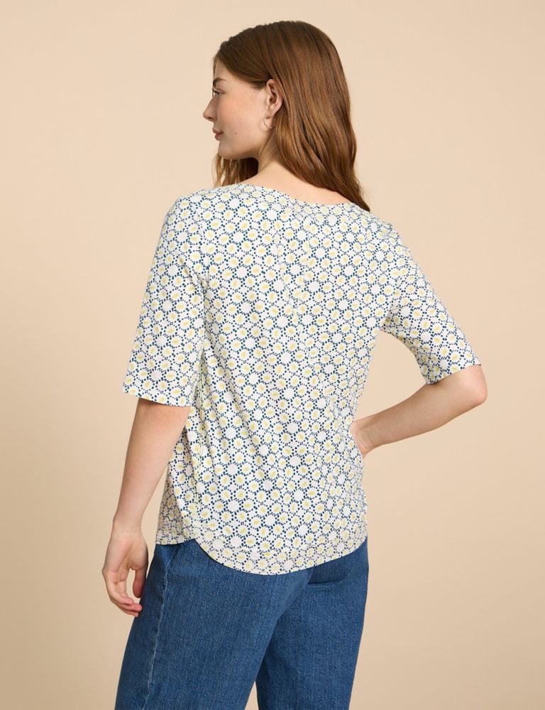Pure Cotton Jersey Printed Embroidered Top 3 of 6