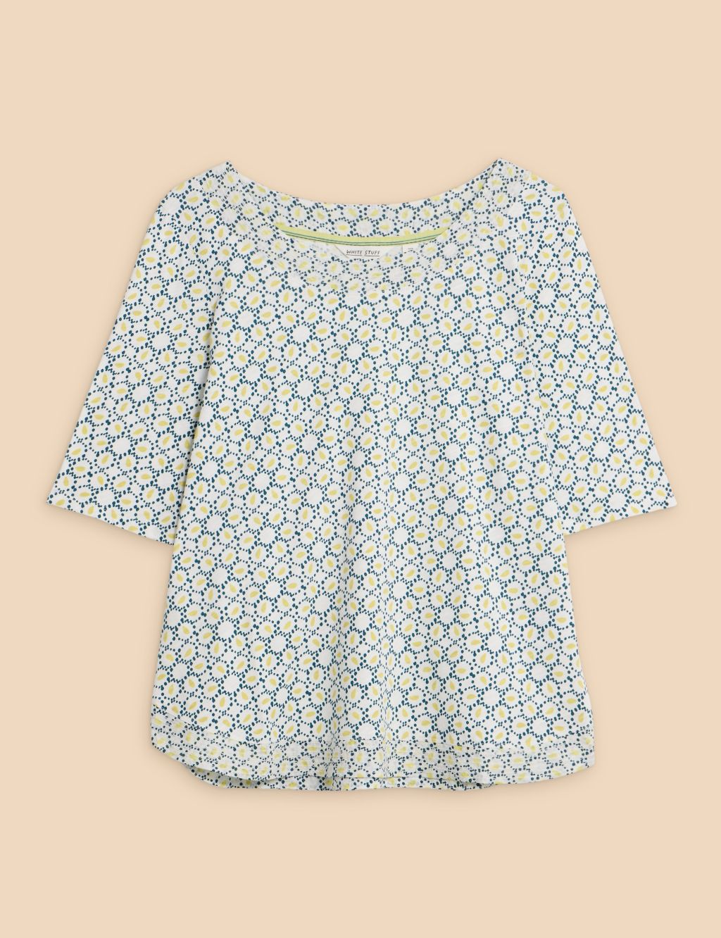 Pure Cotton Jersey Printed Embroidered Top 1 of 6