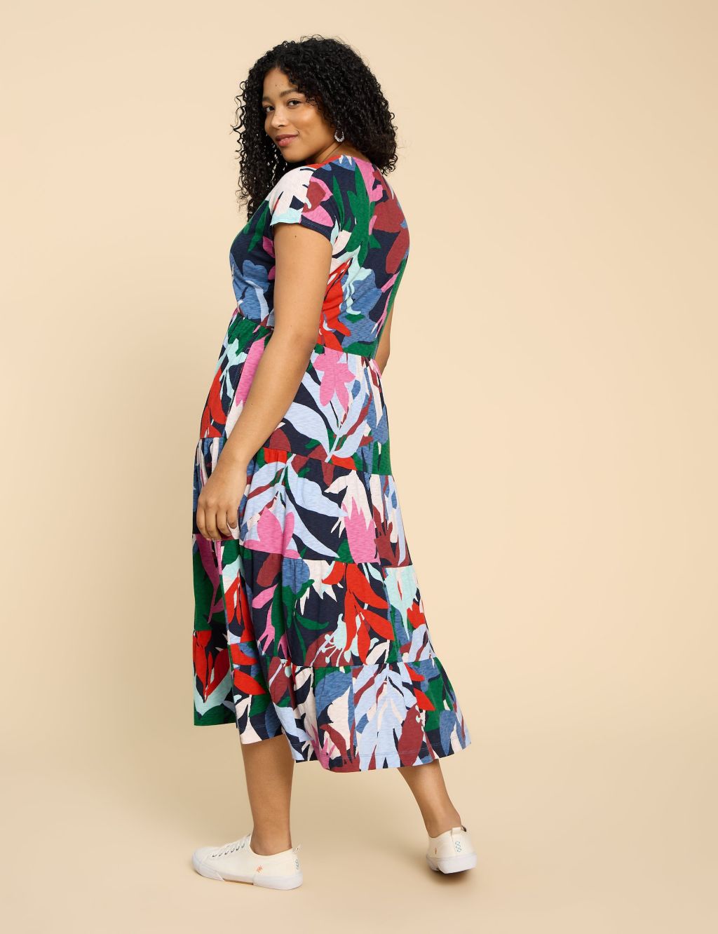 Pure Cotton Jersey Printed Midi Tiered Dress 2 of 6