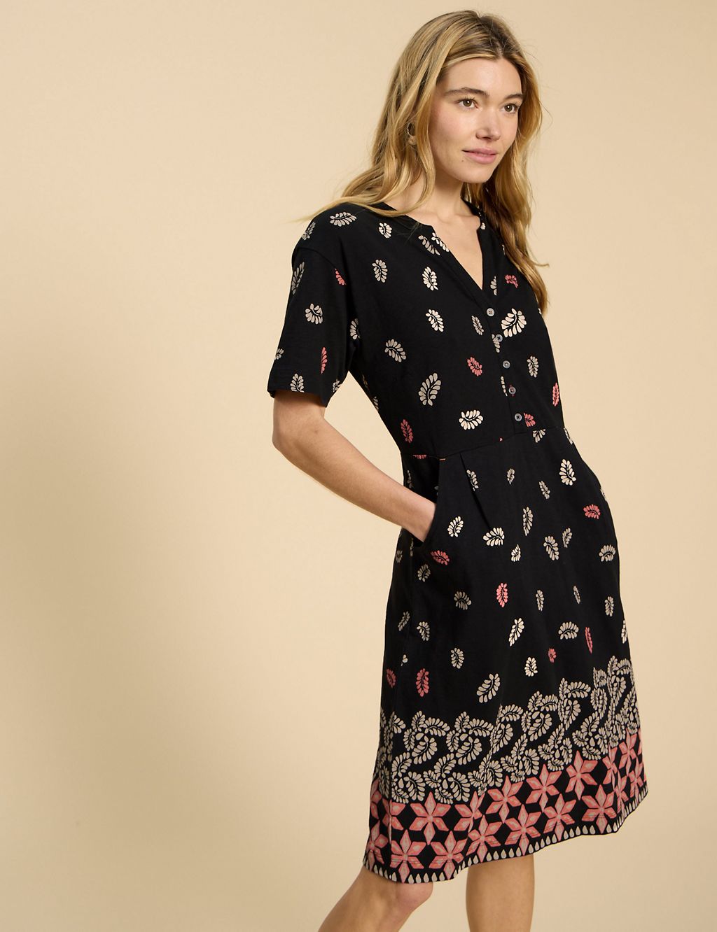 Pure Cotton Jersey Printed Tea Dress 3 of 6