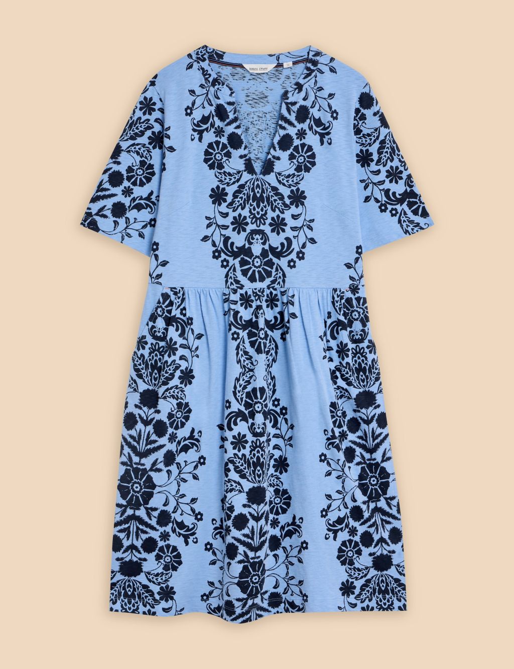 Pure Cotton Jersey Printed V-Neck Dress 1 of 6