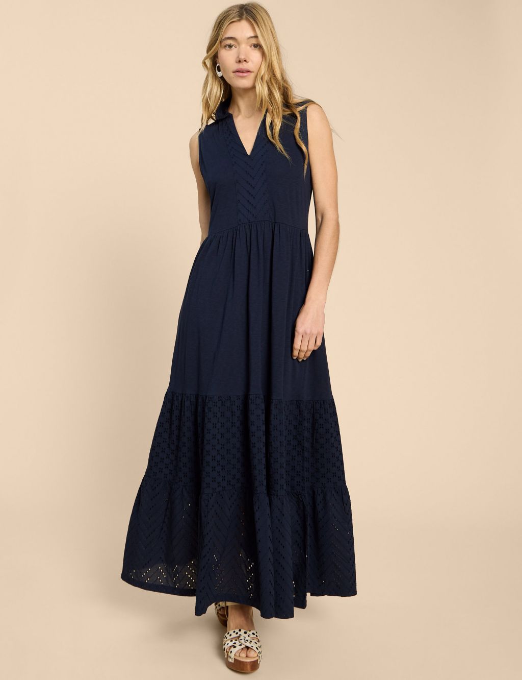 Pure Cotton Jersey V-Neck Maxi Tiered Dress 3 of 6