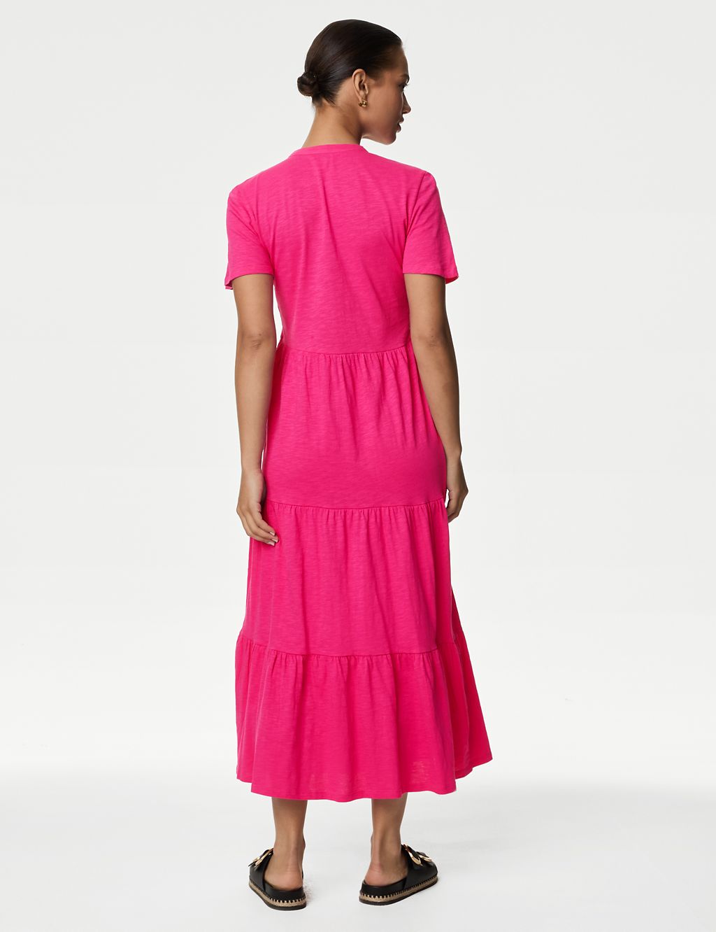 Pure Cotton Jersey V-Neck Midi Tiered Dress 5 of 5