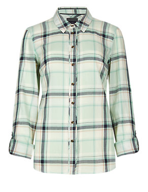 Pure Cotton Jewel Checked Shirt Image 2 of 4